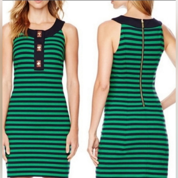 Michael - Michael Kors Striped Navy/Green Stretch Dress Sleeveless/SIZE- XS - Picture 11 of 11